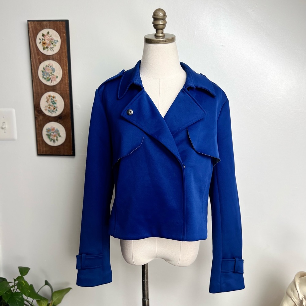 Robert Rodriguez Blue Moto Trench Style Jacket Medium
